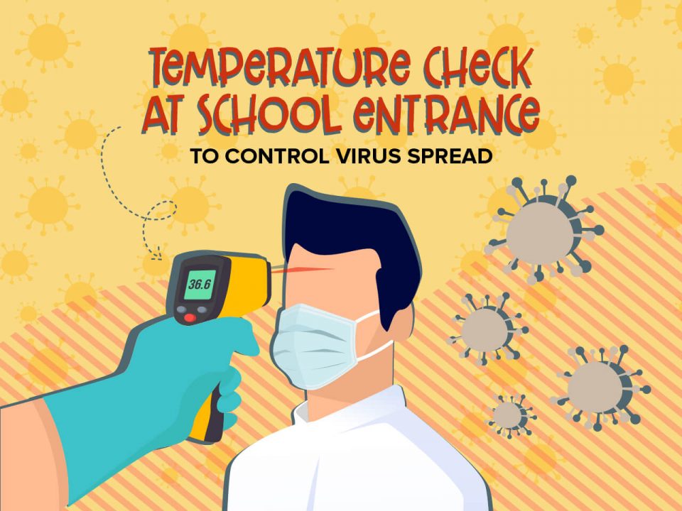 Temperature check at school entrance